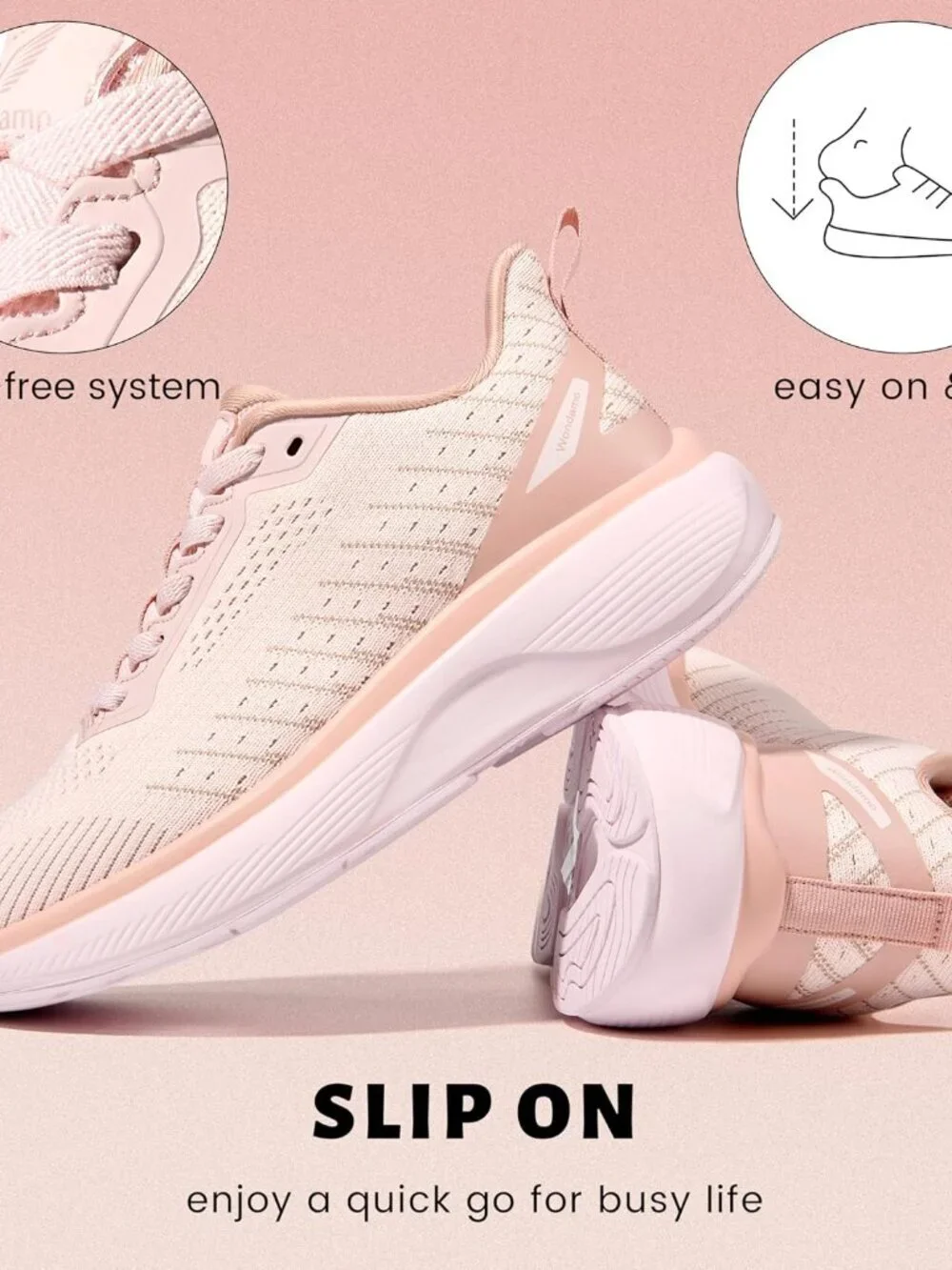 Women's Pink Walking Shoes Slip on Comfortable Running Tennis Sneakers